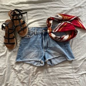 High Waisted Distressed Shorts